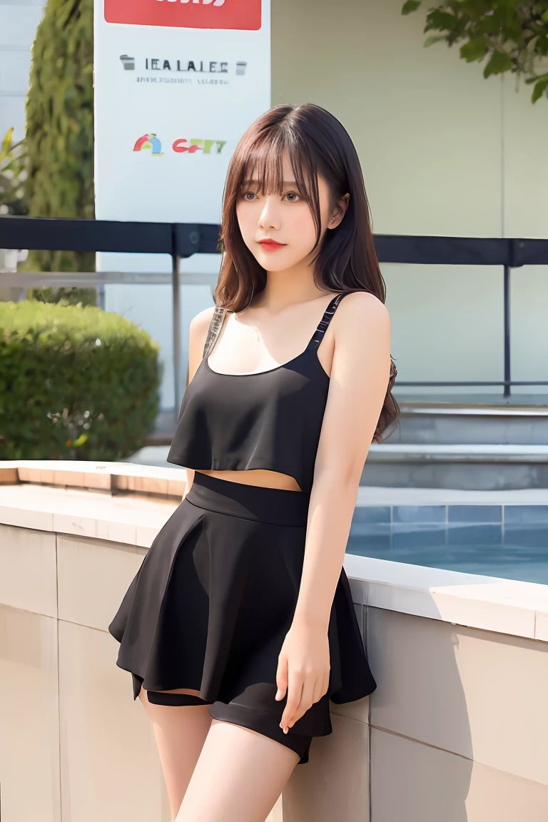 girl black short dress 