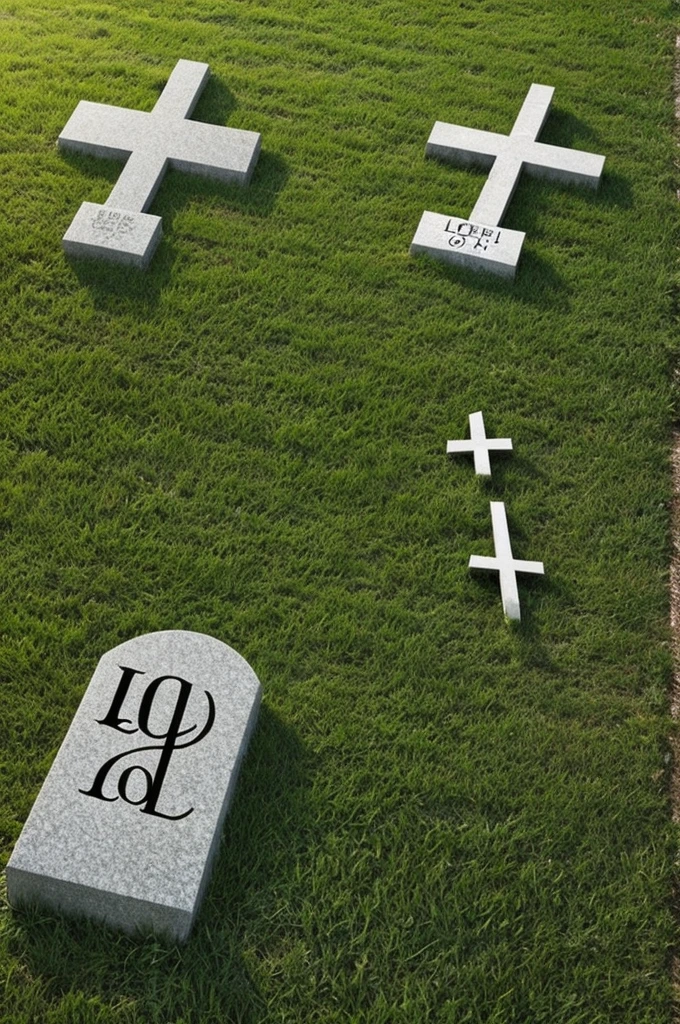 Make a cemetery drawn with two directions. One that says Lol, and the other XD