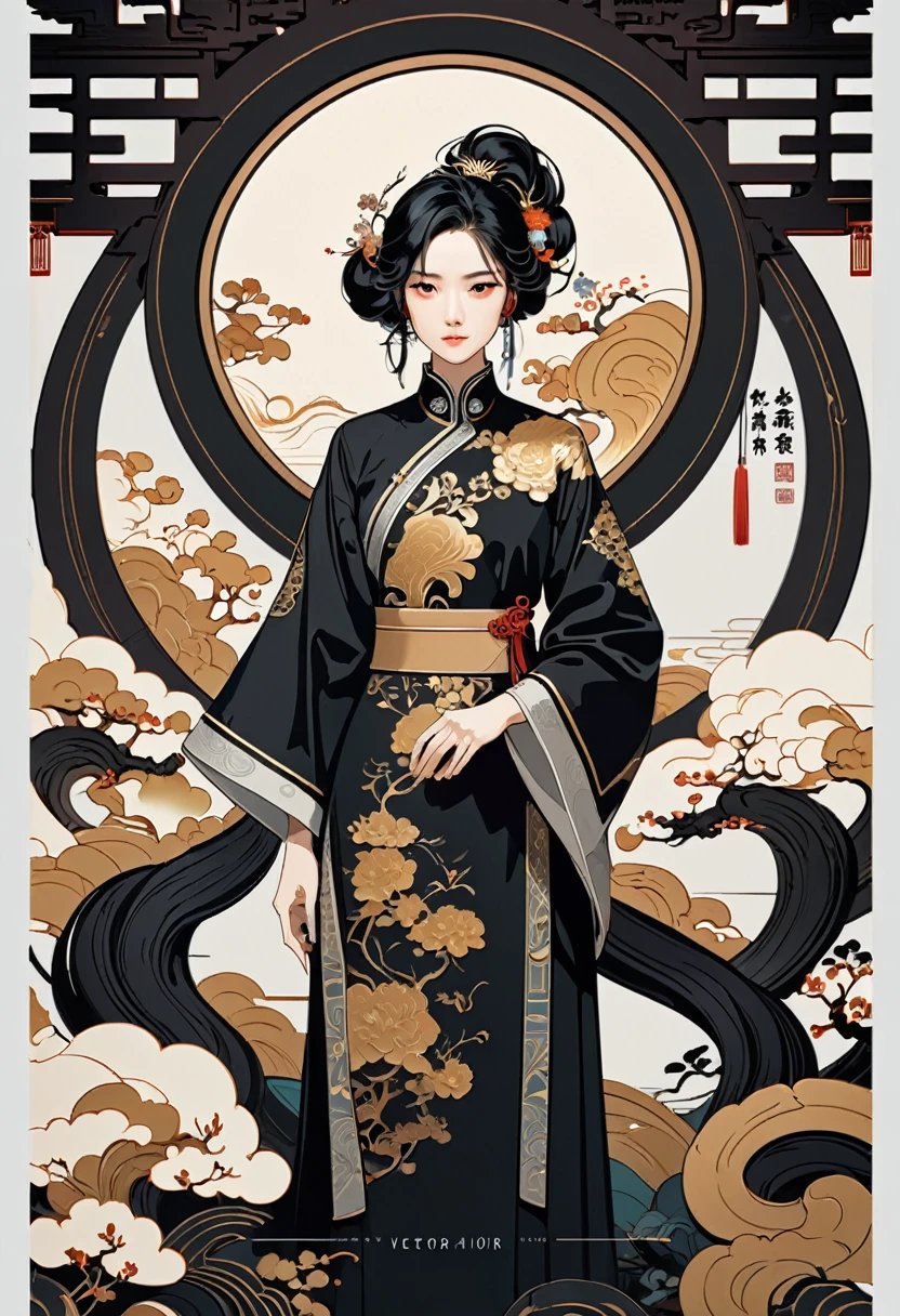 Vector Art, Minimalism, Chinese, masterpiece, best quality, Perfect composition, very aesthetic, Extremely detailed, Intricate details, professional, Official Art, representative work