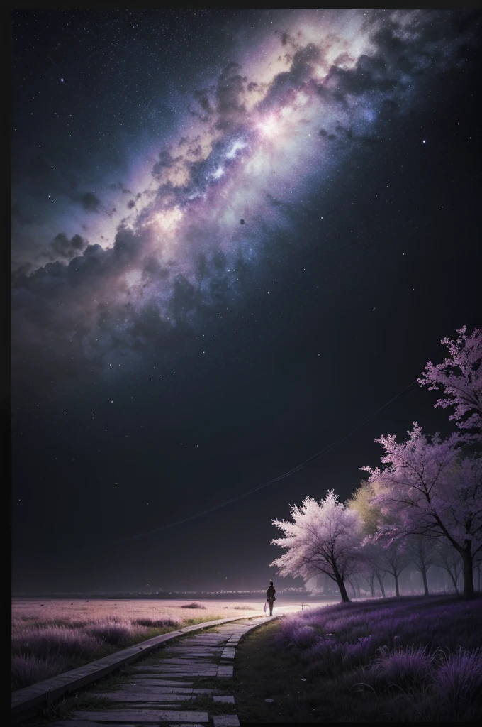 Yes, the drawing is very simple with the help of rapid and watercolor, the black background should be done with white and purple colors, the concept of new hope, the chance to start new paths and adventures.