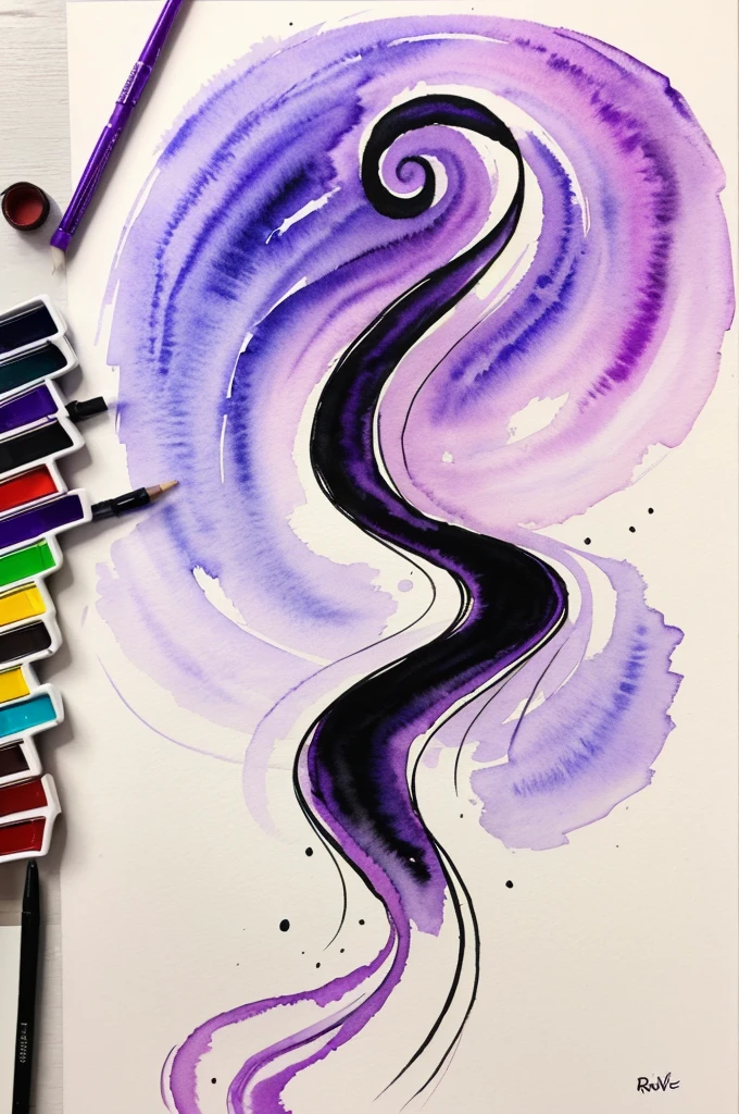 Yes, the drawing is very simple with the help of rapid and watercolor, the black background should be done with white and purple colors, the concept of new hope, the chance to start new paths and adventures.