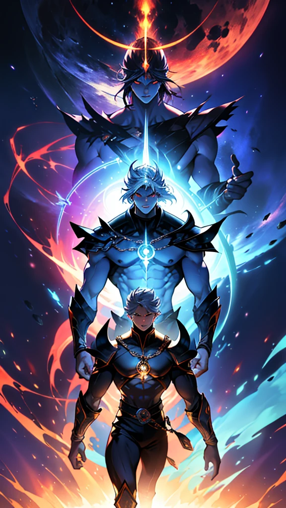 Thus, from his last seed of power, the Creator created two brothers, Alpha and Omega. These brothers had diametrically opposed but complementary powers. Alpha had the power to create, give life, and stimulate growth and evolution, while Omega had the power to destroy, curb chaos, and bring balance. With the mission of caring for the mortal world and guarding the cosmic balance, the brothers received the Creator's trust.