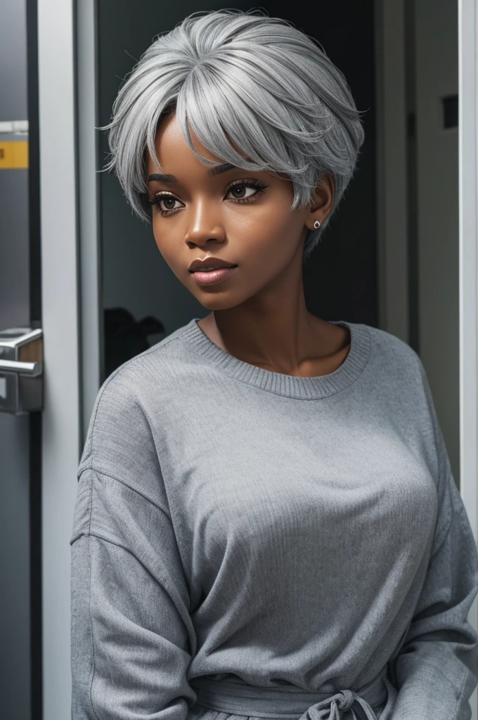 Black woman with grey hair