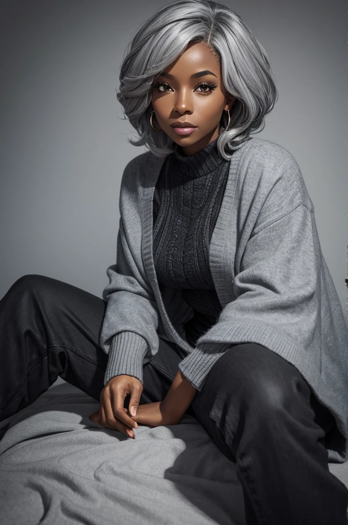 Black woman with grey hair