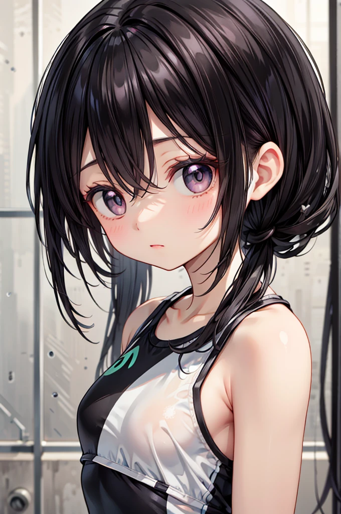 Shiny, lustrous black hair Panknot Small eyes Big Eyes single One woman Gym suit strength training Live Action