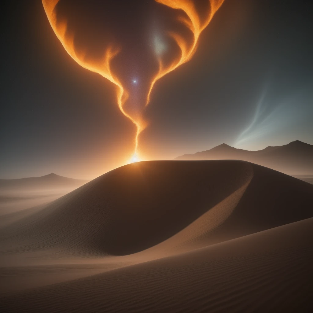 (depth of field) close-up desert dunes the sand seems very fine, final shot beautiful sky full of bright constellations ( Masterpiece) ( HD) ((Photography)) ((realist))