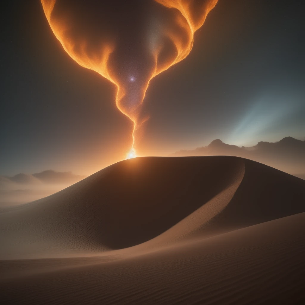 (depth of field) close-up desert dunes the sand seems very fine, final shot beautiful sky full of bright constellations ( Masterpiece) ( HD) ((Photography)) ((realist))