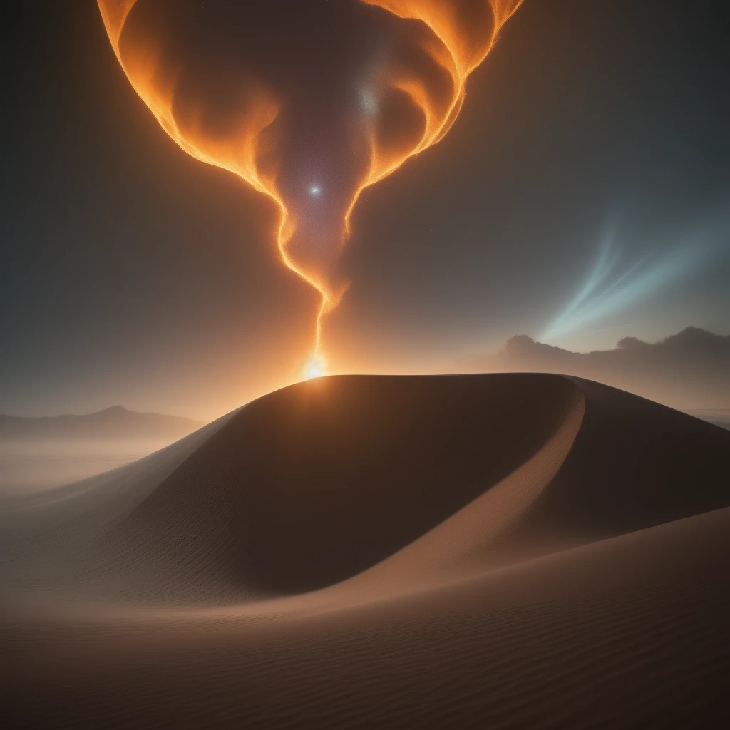 (depth of field) close-up desert dunes the sand seems very fine, final shot beautiful sky full of bright constellations ( Masterpiece) ( HD) ((Photography)) ((realist))