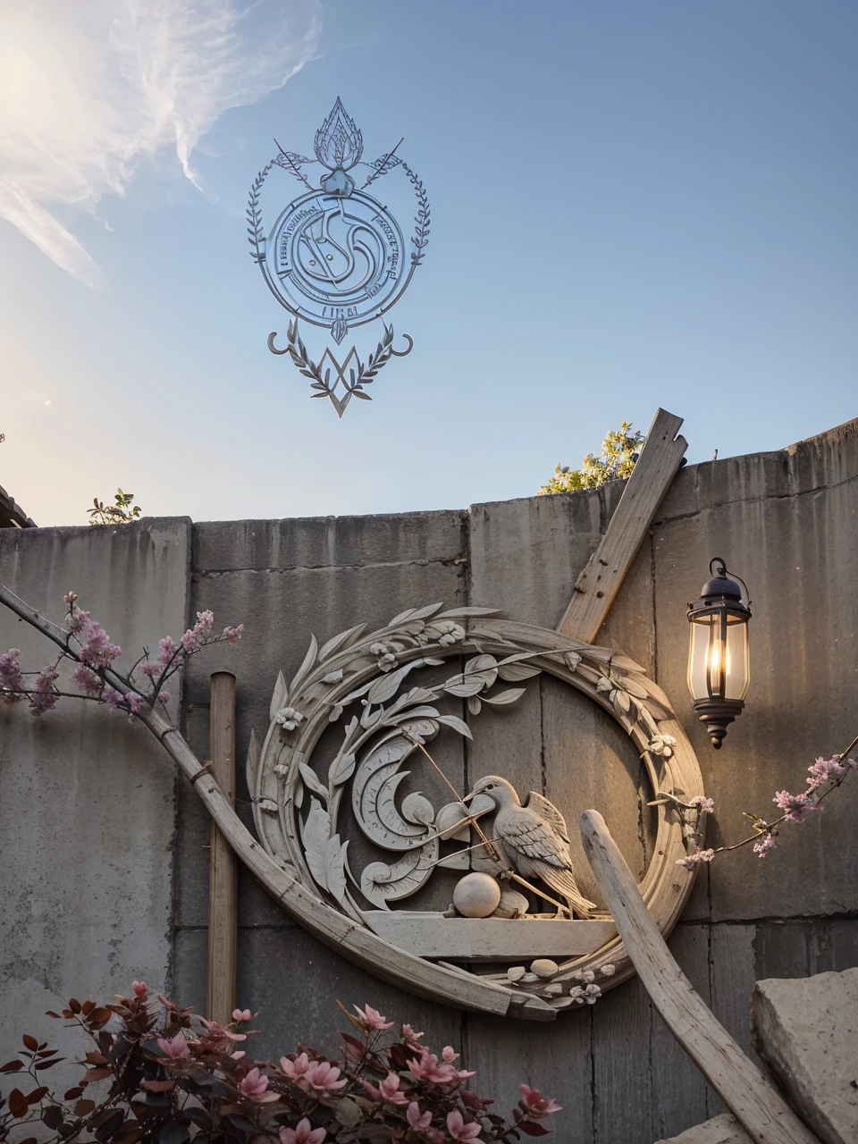 make a logo with these three elements: caduceus rod, nursing cap, and nightingale's lamp