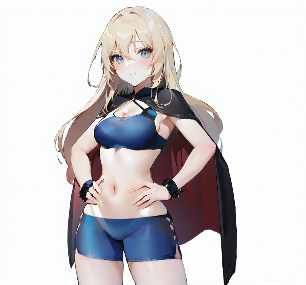 Woman wearing blue bikini and cape posing for photo, female anime characters, , Portrait of female anime hero, fleet collection style, seductive anime girl, Tick, waifu, 长发金发Anime Girl, Produced by Anime Painter Studio, Drawn in an anime artist studio, Actress, With cape,Anime Girl, Anime cute art style, , Beautiful anime, long hair,no bangs , Top rated on Pixiv, Guweiz, pixiv artstation 上的 Guweiz, On pixiv, Pixiv 3DCG, pixiv, (Anime Girl), attractive Anime Girl, seductive Anime Girl, Anime cute art style, Anime Girl, Artgerm 和 Atey Ghailan, Smooth anime CG art, Style Art, Realistic anime art style, Extremely detailed artger, anime woman,super high quality, 8K, RAW photos, actual , beautiful woman, Anime characters, mature face, Perfect proportion, , Willow Waist,, Large Breasts, Amazing, charming, warm smile