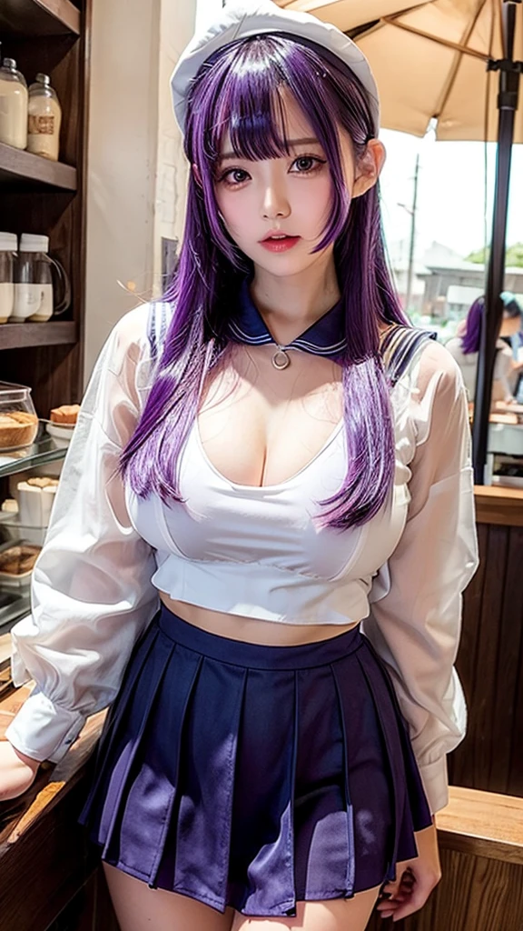 sexy school girl, jaeyeon nam, gorgeous young korean woman, beautiful south korean woman, korean girl, beautiful young korean woman, korean woman, heonhwa choe, korean women's fashion model, sexy look, big breast, sexy pose, show breast, show bar, touch breast, light purple hair