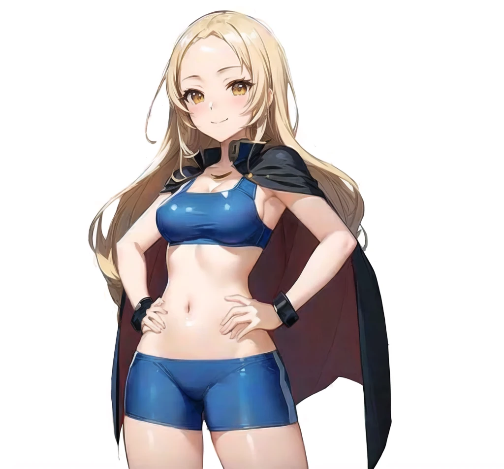 Woman wearing blue bikini and cape posing for photo, female anime characters, , Portrait of female anime hero, fleet collection style, seductive anime girl, Tick, waifu, 长发金发Anime Girl, Produced by Anime Painter Studio, Drawn in an anime artist studio, Actress, With cape,Anime Girl, Anime cute art style, , Beautiful anime, long hair,no bangs , Top rated on Pixiv, Guweiz, pixiv artstation 上的 Guweiz, On pixiv, Pixiv 3DCG, pixiv, (Anime Girl), attractive Anime Girl, seductive Anime Girl, Anime cute art style, Anime Girl, Artgerm 和 Atey Ghailan, Smooth anime CG art, Style Art, Realistic anime art style, Extremely detailed artger, anime woman,super high quality, 8K, RAW photos, actual , beautiful woman, Anime characters, mature face, Perfect proportion, , Willow Waist,, Large Breasts, Amazing, charming, warm smile