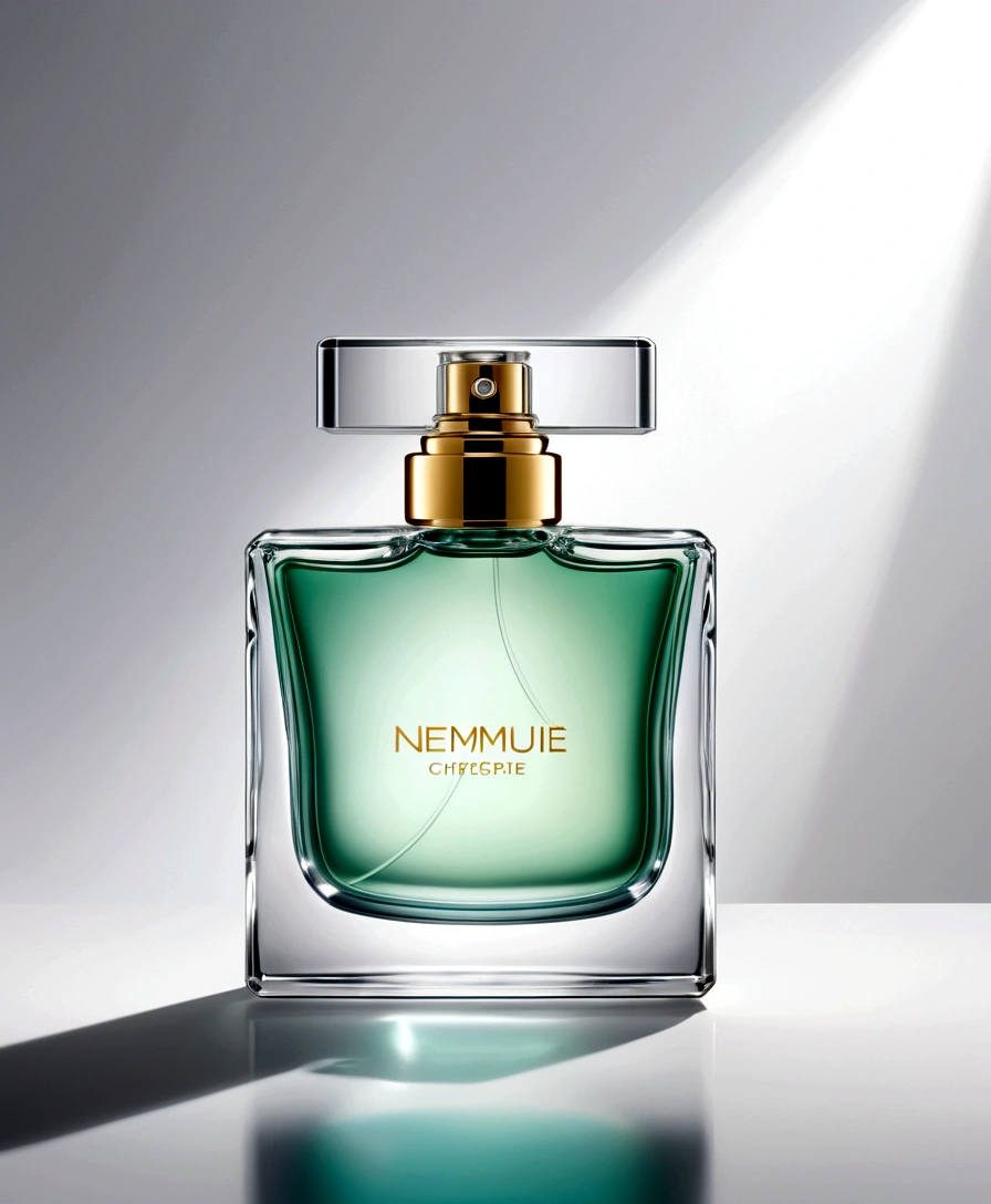 perfume, in a bright atmosphere, perfume минималистичные, minimalistic style, стильный design, cold haze, design, Without background, perfume