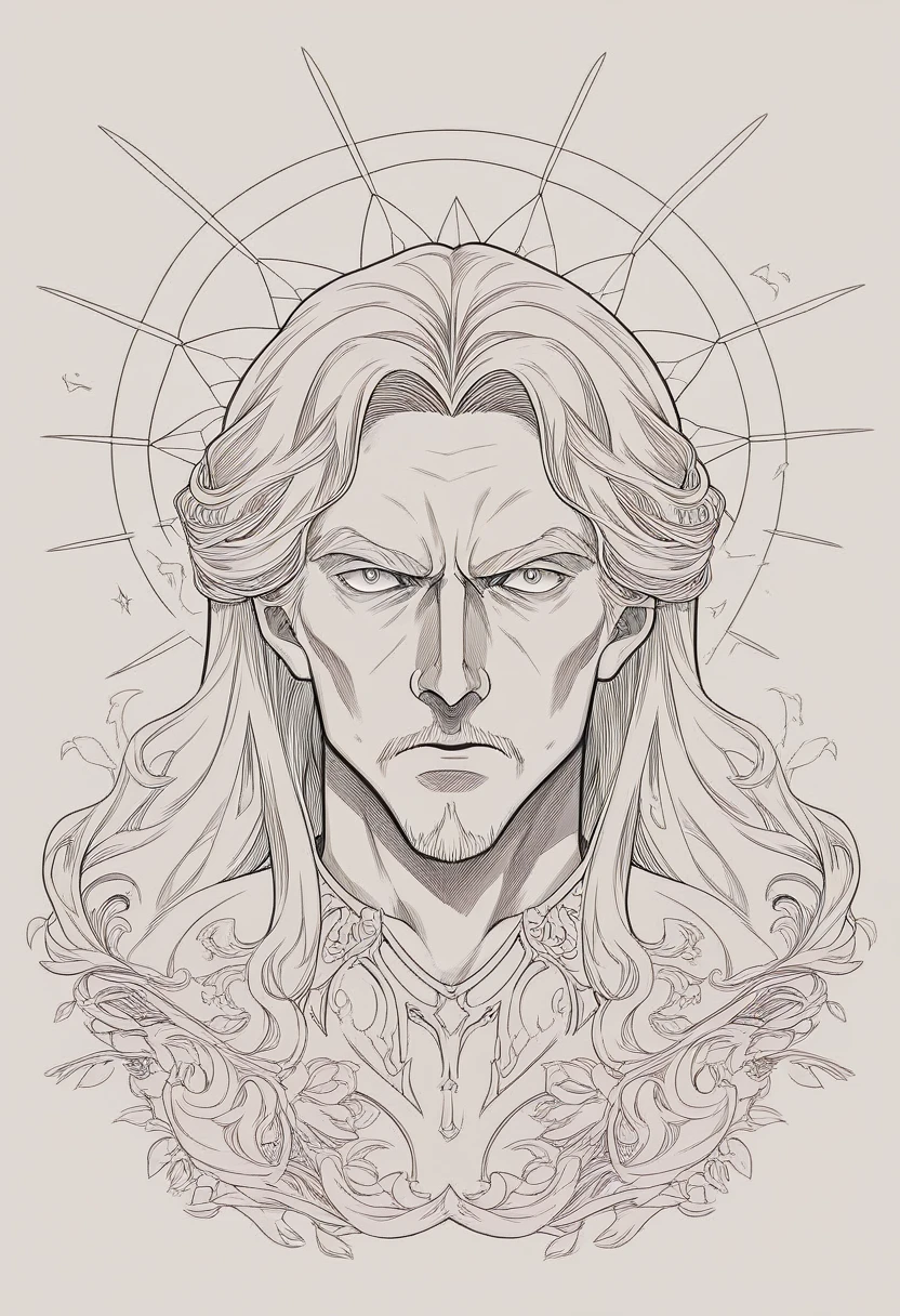 Masterpiece, vector art, lineart, perfect vector art, high contrast, Castlevania character Dracula