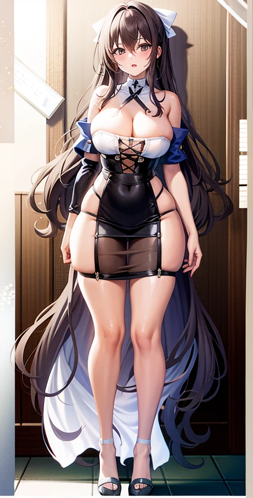 girl,Large Breasts,long hair,Topless,Bow,