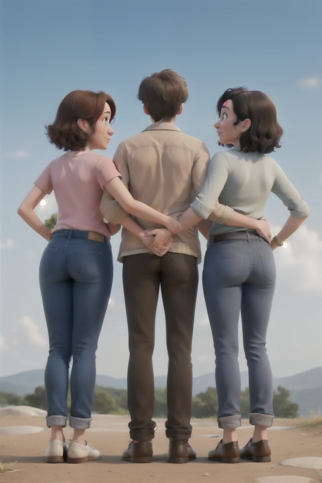 Three friends, two women and one man