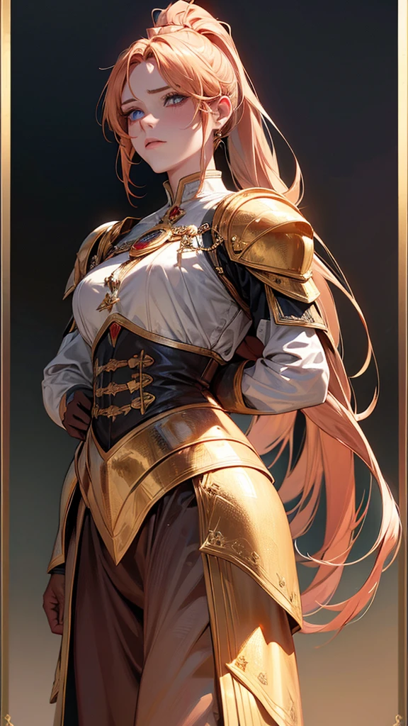 Highest quality, Ultra-high resolution, (Realistic: 1.4), Beautiful eyes, Super beautiful, Beautiful beauty, One person、knight, Western style red toneagic、inflammation、whole body、(Golden Hair、ponytail),Beautiful soldier, Eyes that beckon, Droopy eyeistress&#39;s point of view, Attractive look, Fearless smile,  (Perfect Anatomy, Anatomically correct, Highly detailed skin), Dancing, 