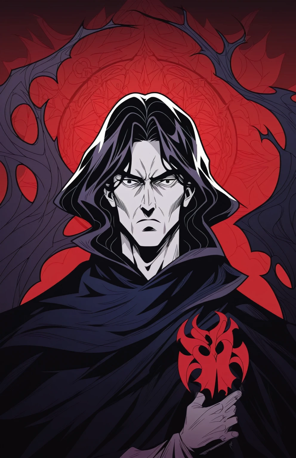 Masterpiece, vector art, lineart, perfect vector art, high contrast, Castlevania character Dracula