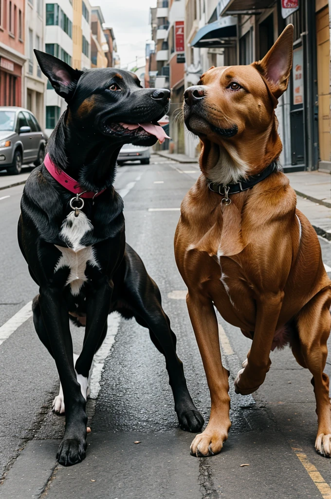 dog fighting in street