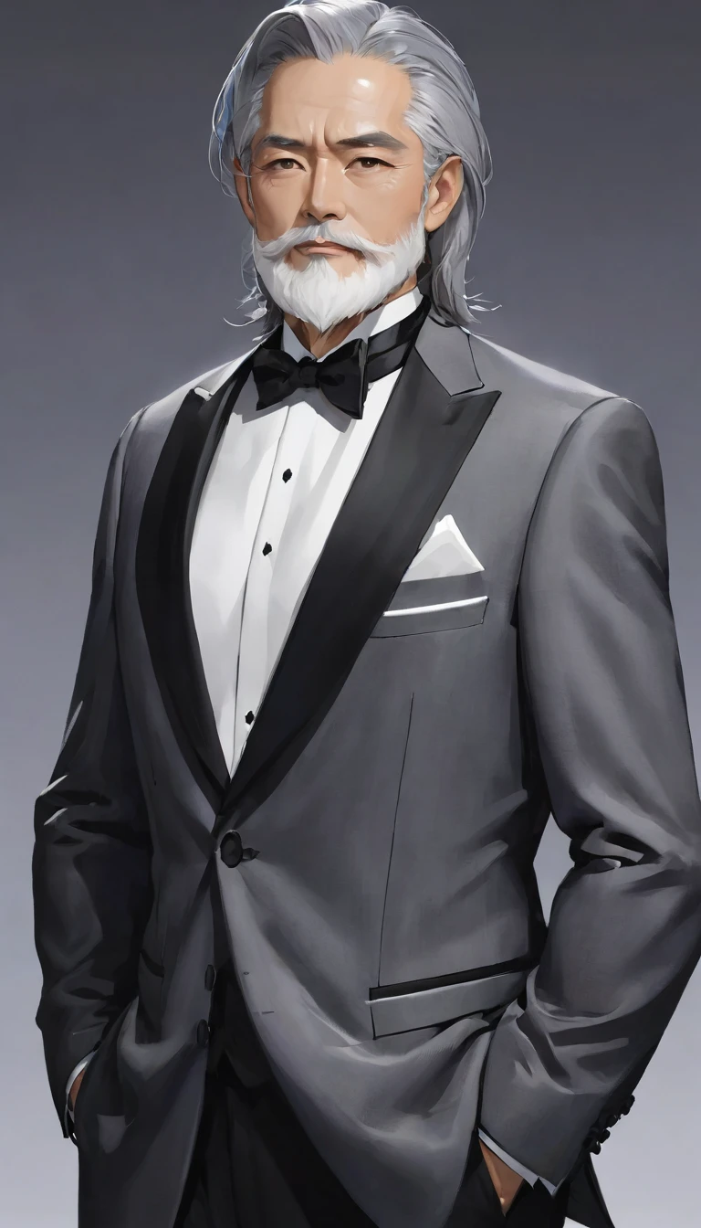 Gray Hair、tuxedo、Muscular、beard、Middle-aged