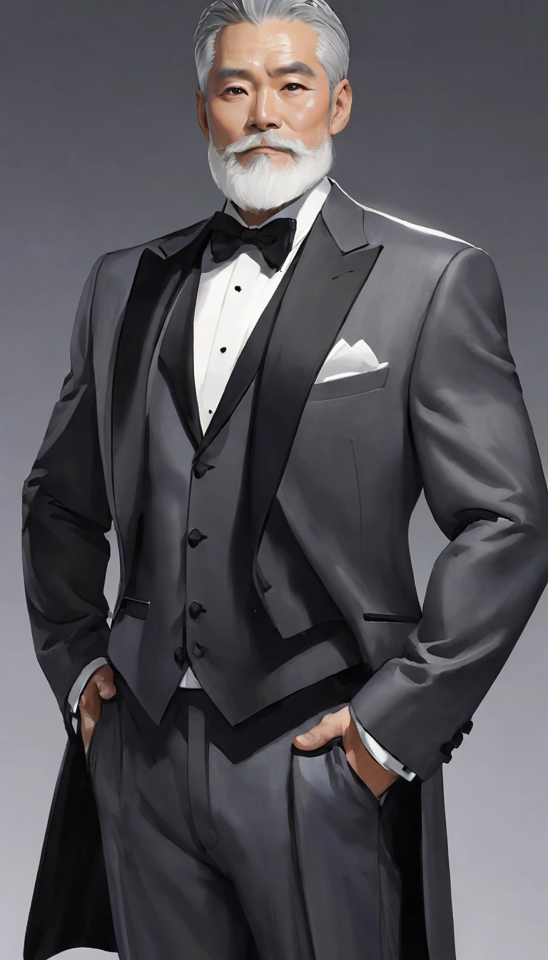 Gray Hair、tuxedo、Muscular、beard、Middle-aged