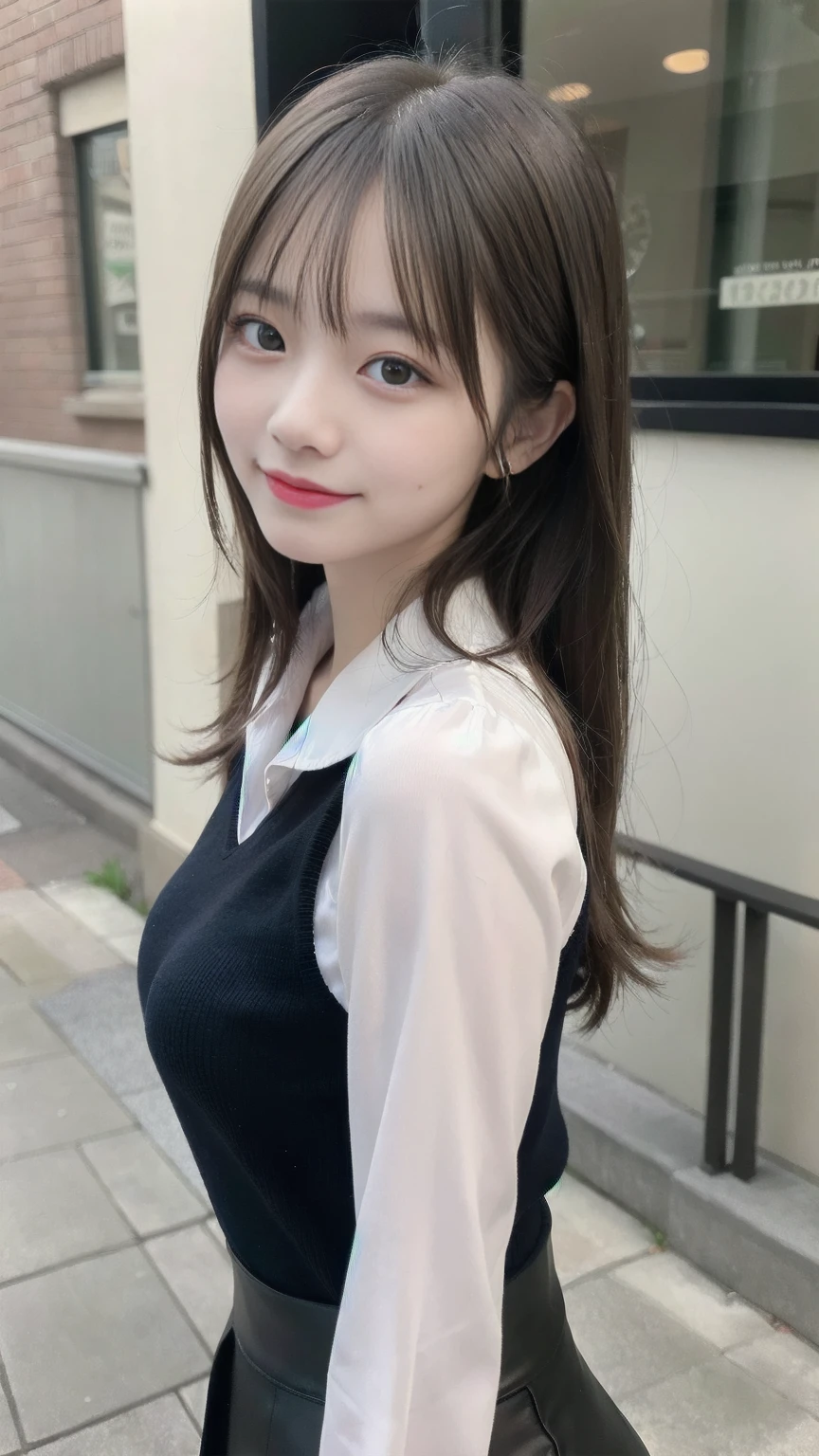 master piece , best quality , 8k , detailed , woman , smile , blouse , 25 years old