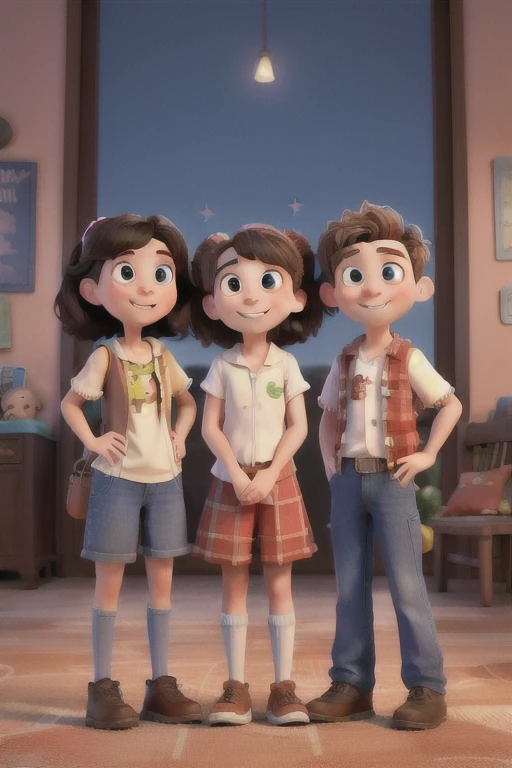 Two girls and a boy, friends, full size disney, pixar