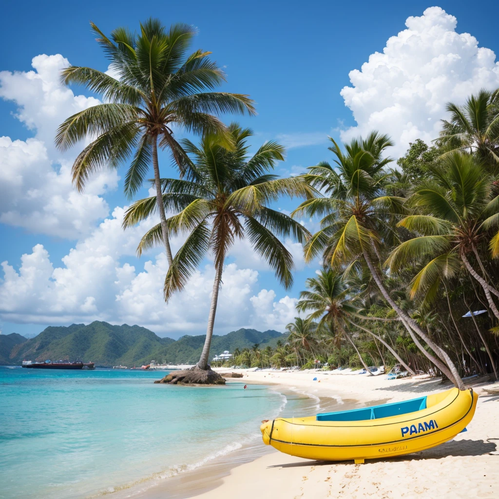 Beach、Palm tree、Banana boat、I don't need people
