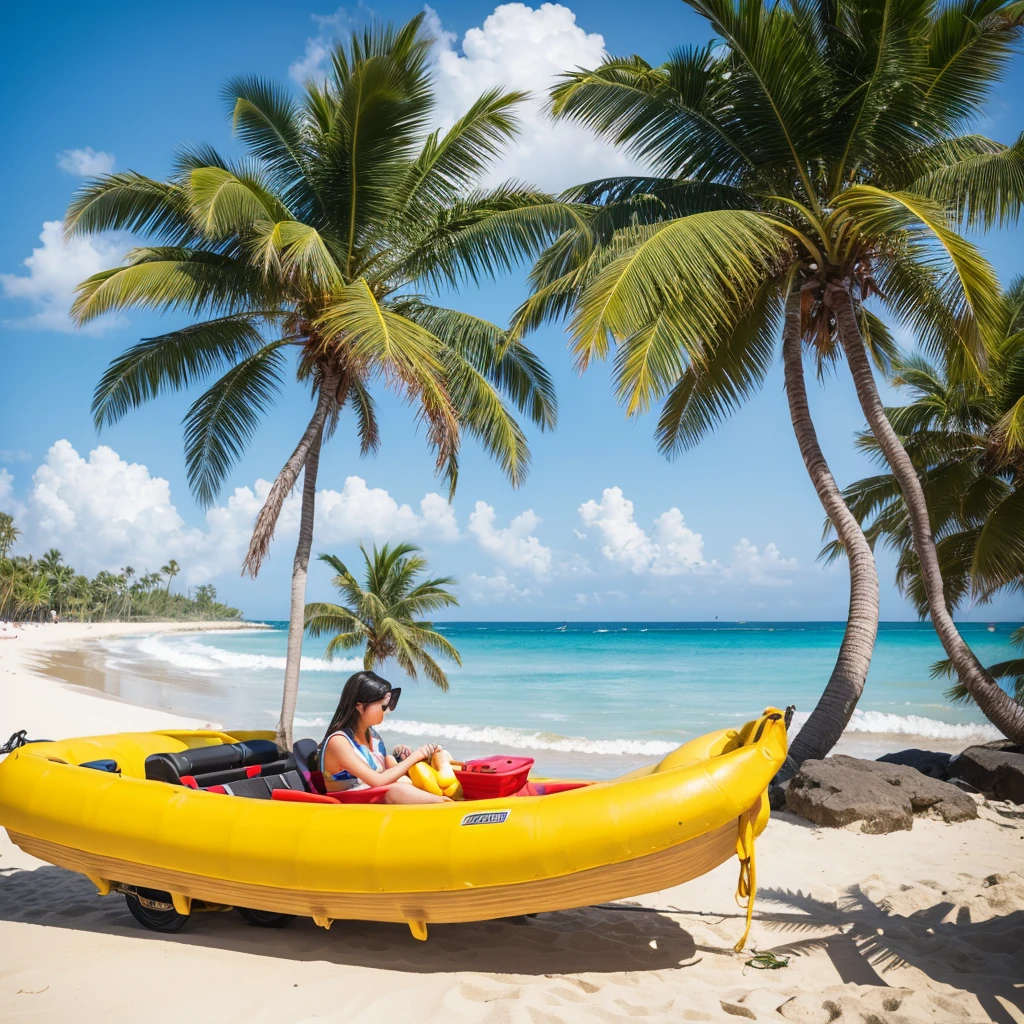Beach、Palm tree、Banana boat、I don't need people