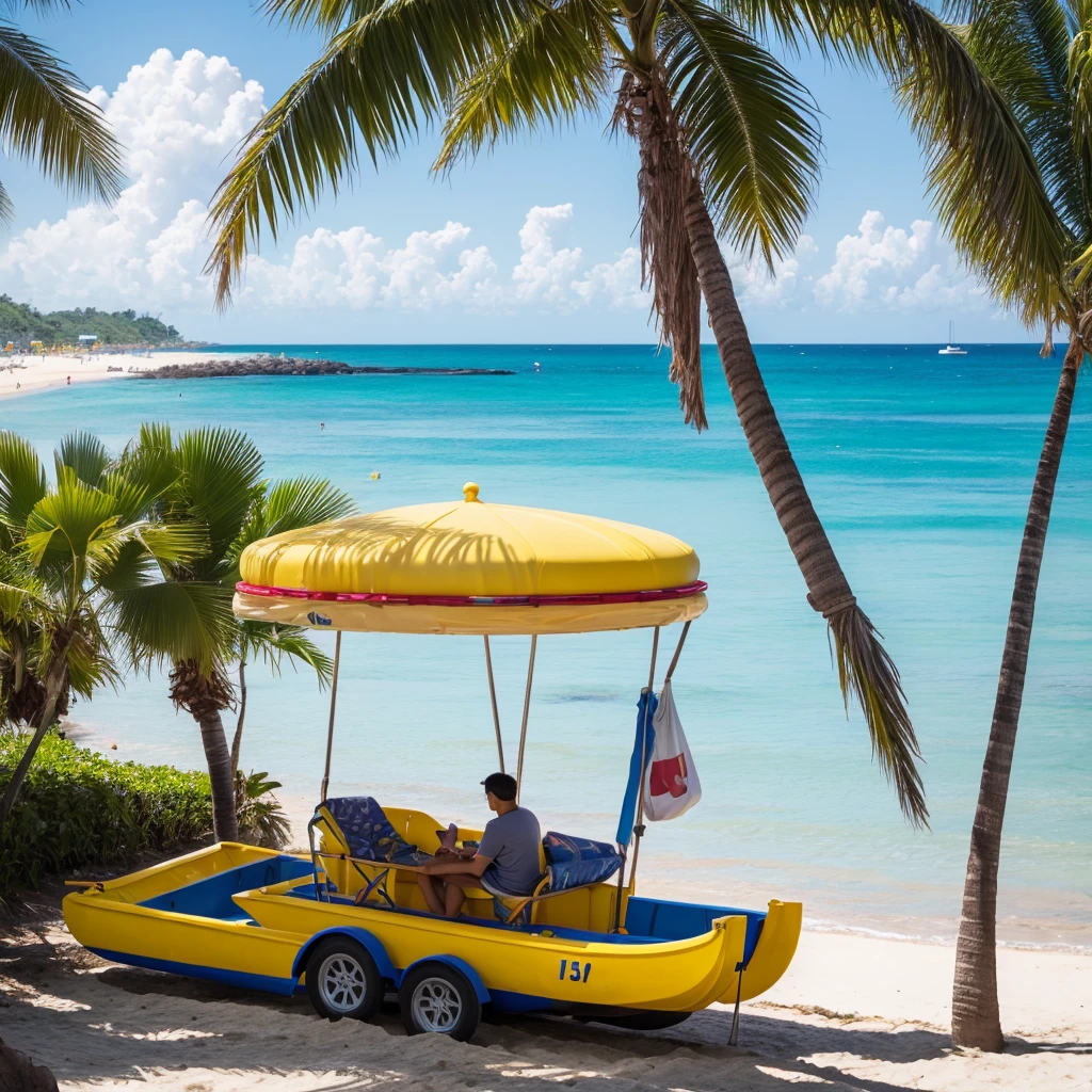 Beach、Palm tree、Banana boat、I don't need people