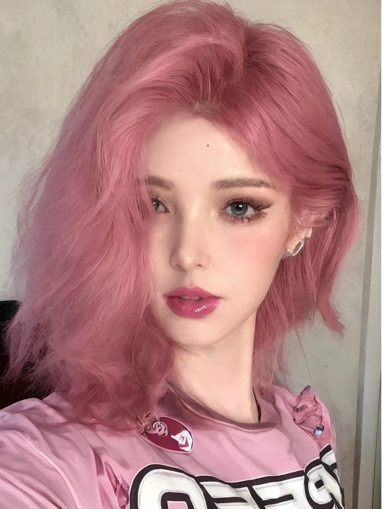 8K high quality，1 woman，Pink Hair：1.5