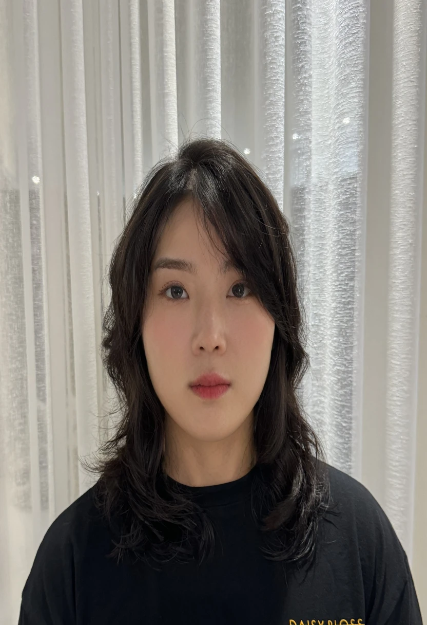 Best Quality, 8k, Masterpiece, (Portrait: 1.3), (photo realistic:1.4), (hyper realistic:1.4), Sharp Focus, looking at viewer, (smoother lighting:1.1), (increase cinematic lighting quality:0.9), realistic lighting, backlighting, light on face, ray trace, (brightening light:1.2), (Increase quality:1.4), sharp detail, (best quality real texture skin:1.4), finely detailed eyes, black_eyes, finely detailed face, 25 year old Korean woman