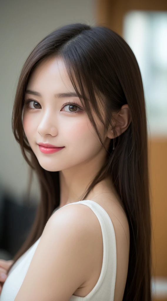 Profile shot, Highest quality, shape, Very detailed, finely, High resolution, 8k wallpaper, 完璧なダイナミックな構shape, Beautiful and exquisite,ランダムなcute髪,,Natural color lip、20-year-old girl、cute、Always blur the background,Perfect and beautiful face,Slim face and figure,Big eyes、Putting on gal makeup,Small face,Shooting from below、Blurred Background,Elegant feminine face、smile、Change pose randomly、Randomly change the shooting angle and position、One person、Real Photo、Raw photo、Real human skin,finely描かれた肌:1,4