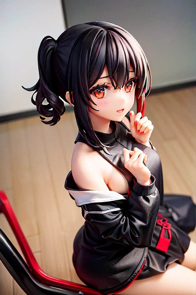 Rory Mercury, Rory Mercury, Black Hair, Blunt bangs, Hime cut, hair ornaments, Red lipstick, Long Hair, Cute face, compensate, (Small box:1.2), (Red eyes:1.5), break Gothic underwear, Perfect body (Small breasts:1.3), break in full growth, Red Shoes, break Black Stockings, Black Gloves break, Black thighs, Garter Straps, gloves, Gothic, Hair Ribbon, Gothicファッション, puffy Short sleeve, Puffy sleeves, Short sleeve, tights, tights, looks at the viewer, break (masterpiece:1.2), Highest quality, High resolution, unity 8k wallpaper, (Illustration:0.8), (Beautiful details in the eyes:1.6), Highly detailed face, Perfect lighting, Highly detailed CGI, (Perfect Arms, Perfect Anatomy), (white background:2), I have nothing in my hands, (1girl:2), whole body, Confused eyes, nsfw