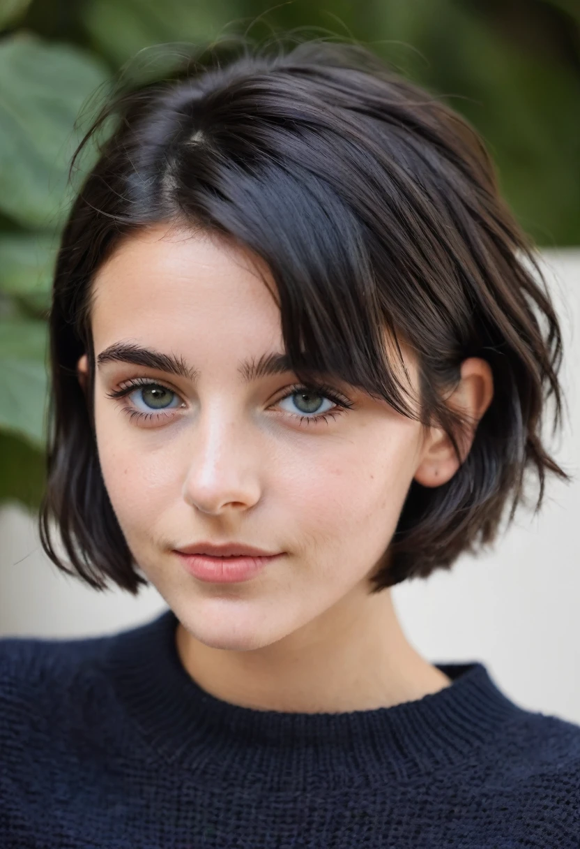 Instagram Photos, 21 year old French woman, short hair, Black Hair, Portrait, sweater,