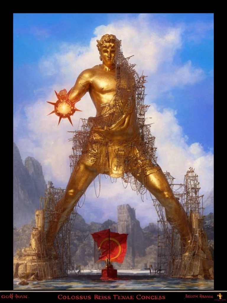 Colossus of Rhodes, golden renaissance statue