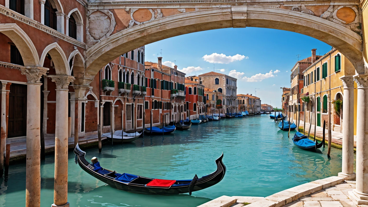 Create a realistic image of a city in Venetian architecture 