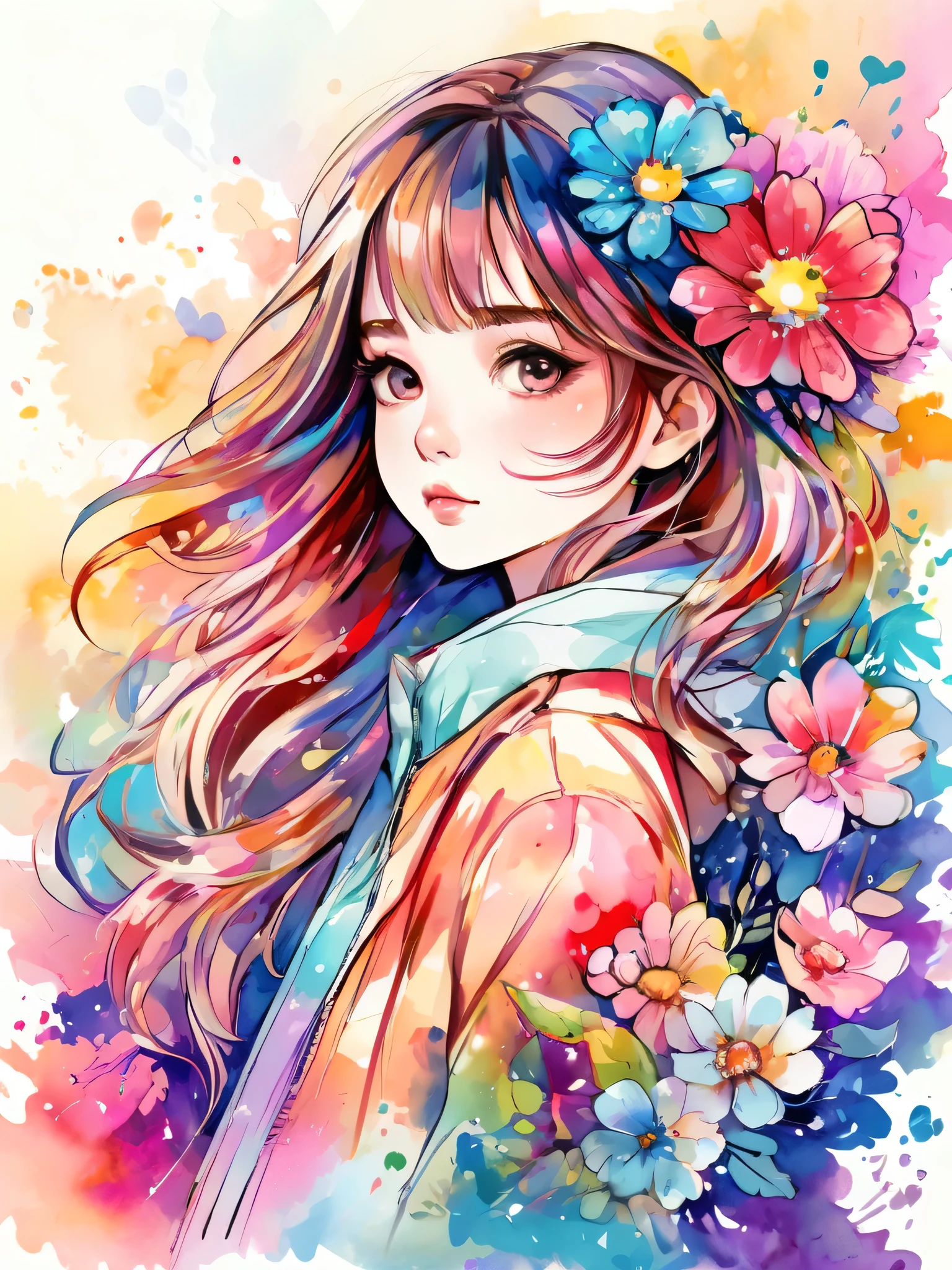 absurdres, highres, ultra detailed, (1girl:1.3), kawaii
BREAK
Momoko Sakura Style、(((stylish fashion))), 8K Quality、Intense watercolor, Detailed watercolor art, Watercolor splash, Surreal, avant-garde pop art, Beautiful and expressive paintings, Beautiful artwork illustration, Very colorful tones, wonderful, Cool beauty, highest quality、Official Art, Vector art, Stylish design, (((The most beautiful girl))), (((chibi))), (((highest quality))), HDR, ((detailed)), (((Doodle Art)), ((masterpiece)), ((Super detailed)), (((Colorful flowers))),(((Stylish)))