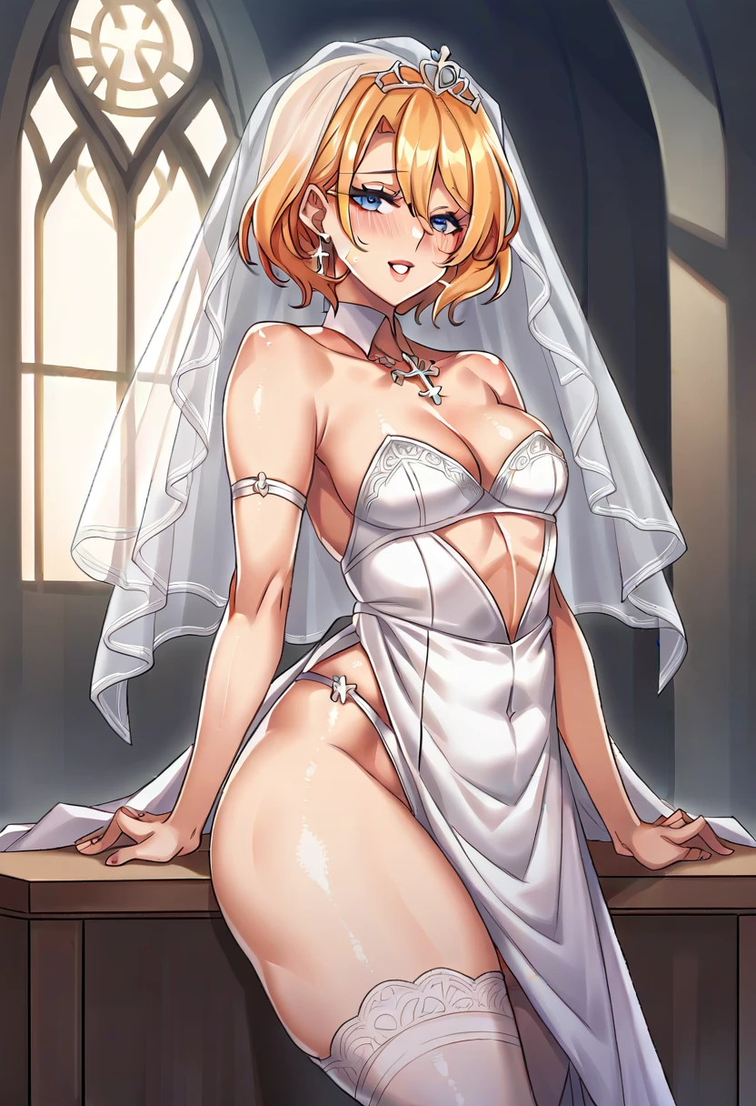 a father (he had been brainwashing by his second son,crossdressing,Sex with his second son every day, wear sexy Wedding lingerie,bride of his second son,have one's first night,,swear live as the wife of his second son for life) ,an empty abandoned church,in front of the confessional table