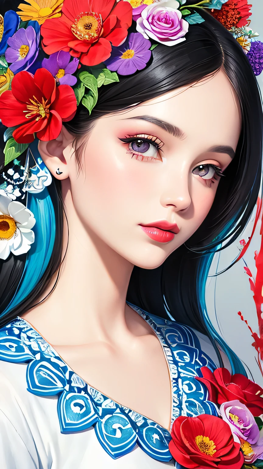 Black Star Red and White Style、(((stylish fashion))), 8K Quality、Intense watercolor, Detailed watercolor art, Watercolor splash, Surreal, avant-garde pop art, Beautiful and expressive paintings, Beautiful artwork illustration, Very colorful tones, wonderful, Cool beauty, highest quality、Official Art, Vector art, Stylish design, (((The most beautiful girl))), Lips in Love, (((highest quality))), HDR, ((detailed)), (((Doodle Art)), ((masterpiece)), ((Super detailed)), (((Colorful flowers))),(((Stylish))), Harbor View Hill, Lips in Love, hopeful look