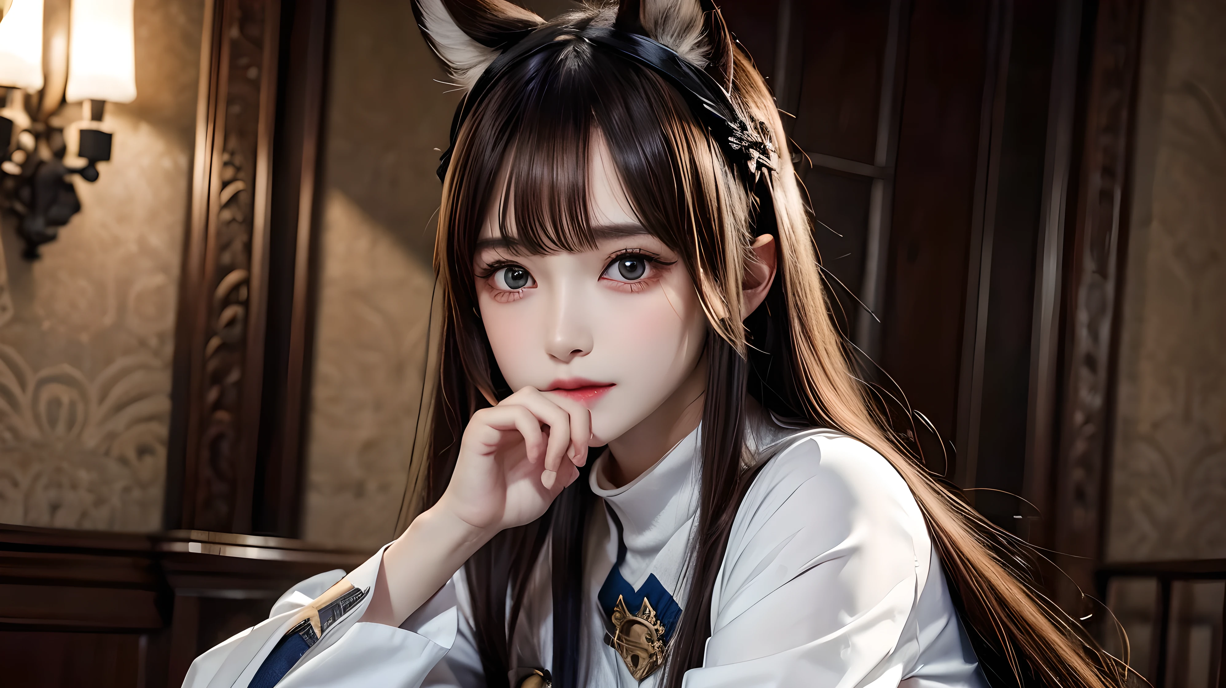 utawarerumonoatui, atui, long hair, (brown eyes:1.5), blue hair, hair tubes, (parted bangs:1.5), dog ears, animal ears,
BREAK cleavage, cleavage cutout, long sleeves, wide sleeves, armor, shoulder armor,
BREAK outdoors,
BREAK looking at viewer, (cowboy shot:1.5),
BREAK (masterpiece:1.2), best quality, high resolution, unity 8k wallpaper, (illustration:0.8), (beautiful detailed eyes:1.6), extremely detailed face, perfect lighting, extremely detailed CG, (perfect hands, perfect anatomy),
