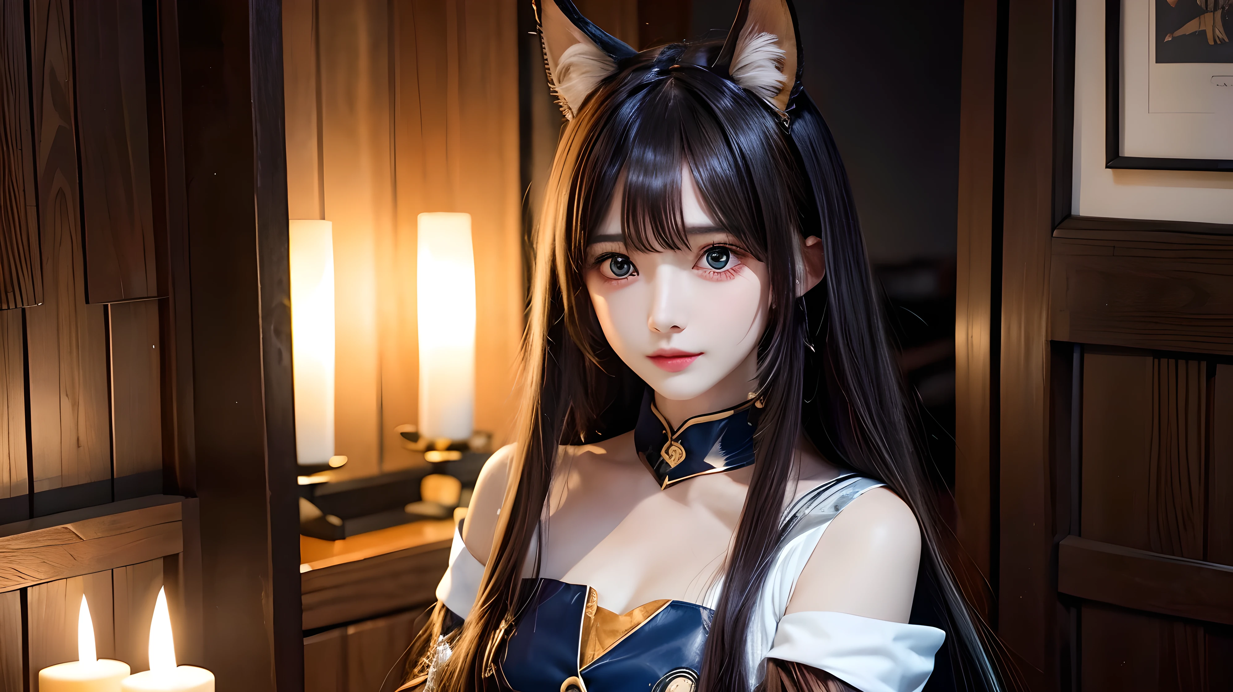 utawarerumonoatui, atui, long hair, (brown eyes:1.5), blue hair, hair tubes, (parted bangs:1.5), dog ears, animal ears,
BREAK cleavage, cleavage cutout, long sleeves, wide sleeves, armor, shoulder armor,
BREAK outdoors,
BREAK looking at viewer, (cowboy shot:1.5),
BREAK (masterpiece:1.2), best quality, high resolution, unity 8k wallpaper, (illustration:0.8), (beautiful detailed eyes:1.6), extremely detailed face, perfect lighting, extremely detailed CG, (perfect hands, perfect anatomy),