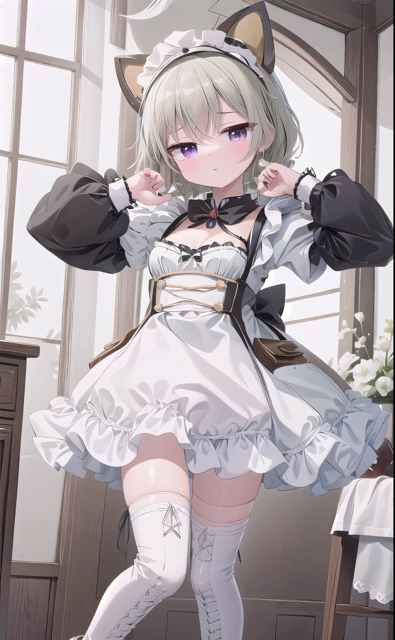 best quality,(Kawaii:1.1),(charming),(high resolution:1.2),Incredibly ridiculous resources:1.3,Incredibly beautiful illustrations,charming女性 ,Maid costume