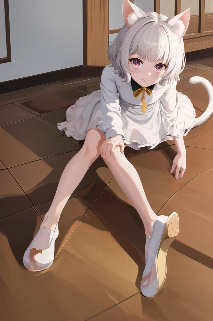 masterpiece, Highest quality, High resolution, Neferpitou 1, Cat ear, (Cat&#39;s Tail:0.8), alone, short hair, Red eyes, Hair between the eyes, :3, Curly Hair, Cat girl,sexy,side,Squat,training,Sweat,She spread her legs,Arms folded behind back