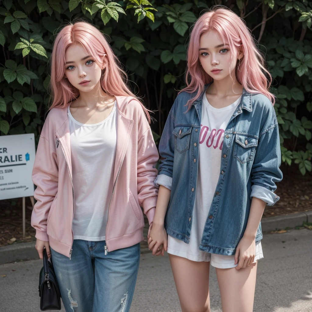 Brazilian, 20 year, role model, pink hair,blue eyes and clothes
