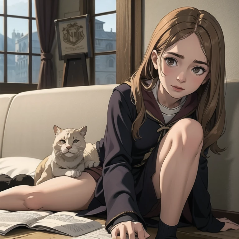 ((best quality)), ((masterpiece)), (detailed), Hermione Granger, anal sex, Hogwarts