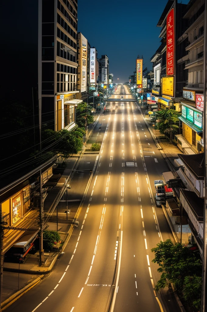 ((best quality)), ((Masterpiece)), (details), photorealistic,Sharp picture,Yaowarat Road in Thailand,Bangkok,street shop,Gold shop sign in Yaowarat,shop sign,There is a night light.,Night atmosphere,open road,Road in Yaowarat,Tuk tuk parked on the side of the road