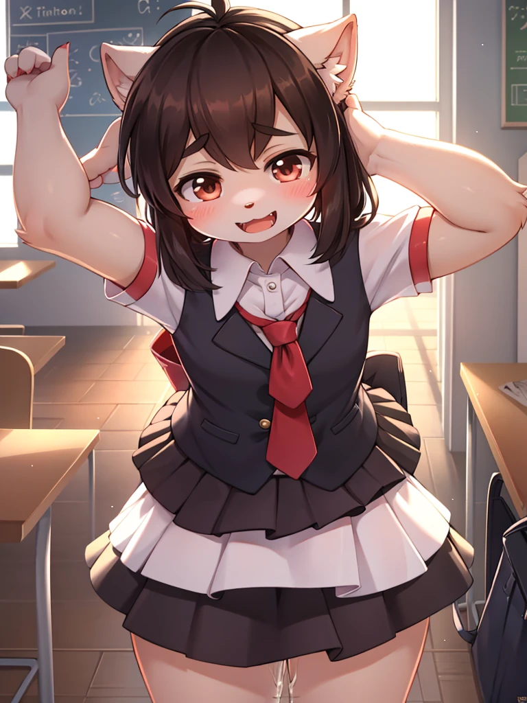 After school, (holding back pee:0.95) , (urophilia:0.8) , girl , middle skirt , (curtsy) , excitement in anticipation , I want everyone to see it