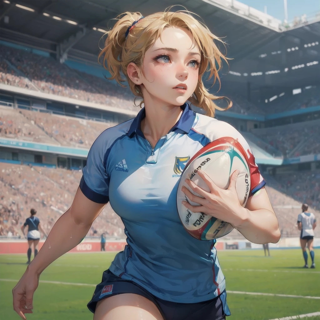 masterpiece, (textured skin), best quality, gorgeous beautiful girl, (a female swimming athlete), detailed clothes,large breasts,narrow waist,, (beautiful face), cinematic lighting, (at swimming venue ),
