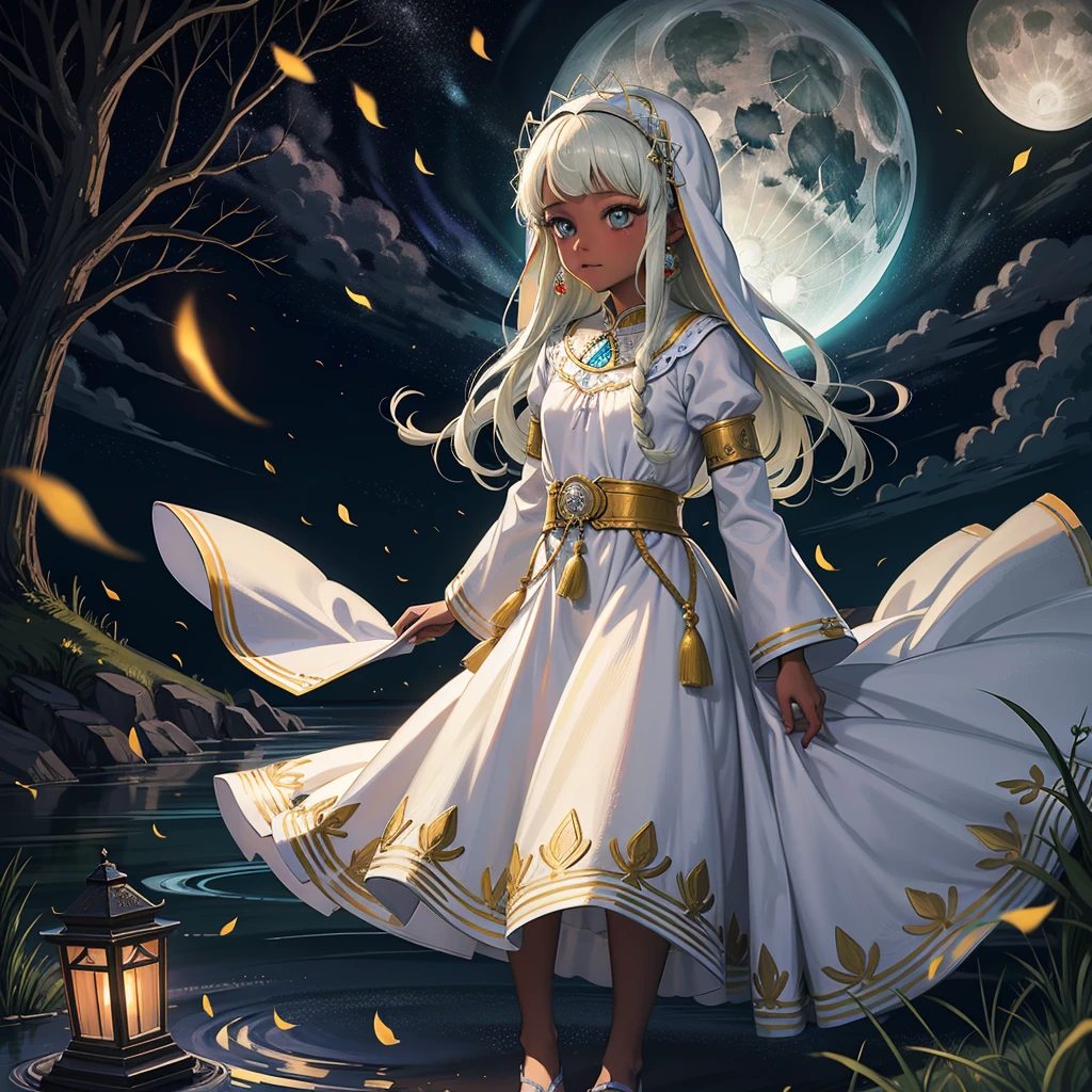 最high quality、high quality、、Brightly embroidered folk costumes from Central Asia and the Caspian Sea region、Bride Girl、Moonlight meadow、moonlight、Long dress